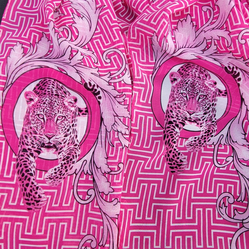 Effy Pink Leopard Print Oblong Scarf ~ 18" x 60" ~ Great Fashion Print! VGUC - Picture 4 of 16